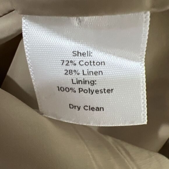 Talbots Jacket Size 12 Khaki Cotton Linen Short Swing Trench Coat - Picture 10 of 10